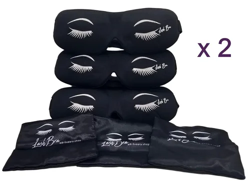 Vista 5 de Sujetador de pestañas, cubierta protectora 3D para máscara de dormir para extensiones de pestañas, color negro, paquete de 6