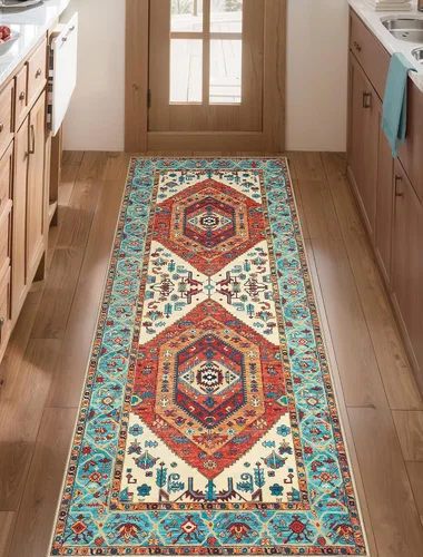 Vista 564 de SERISSA - Tapetes florales vintage, antideslizante, lavable, pequeño, ultrasuave, bohemio, de pelo bajo, para entrada, interiores, habitación