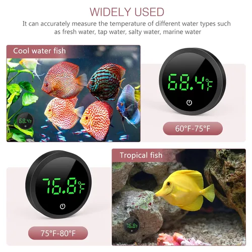 Vista 7 de LOFICOPER Termómetro digital para acuario, termómetro adhesivo para acuario, termómetro de tanque de ajolote de precisión de ± 1 ℉ con batería
