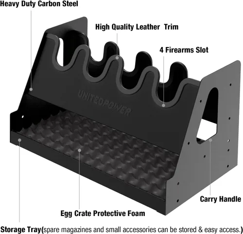 Vista 5 de UNITEDPOWER - Estante de metal para pistolas, soporte para armas de mano para almacenamiento en gabinete de armas, organizador seguro