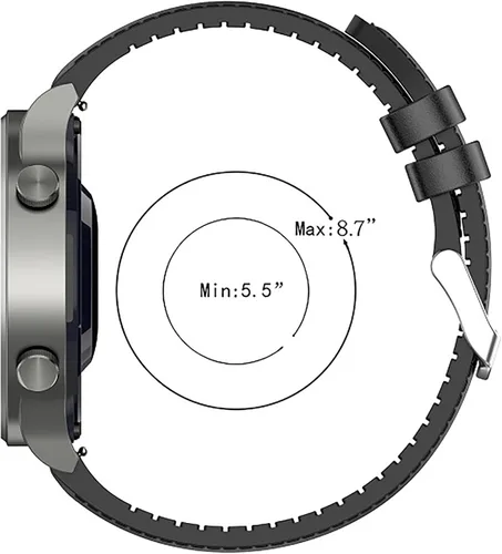 Vista 8 de Lamshaw Correa compatible con TOZO S3 Smart Watch, correa de repuesto de silicona de cuero transpirable compatible con TOZO S3, S5 Smart Watch Negro