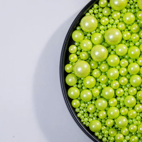 Vista 5 de Gránulos de perlas verdes, chispas para pasteles, chispas de galletas, perlas de azúcar, perlas de caramelo comestibles, 4.59 oz, 4.6 onzas