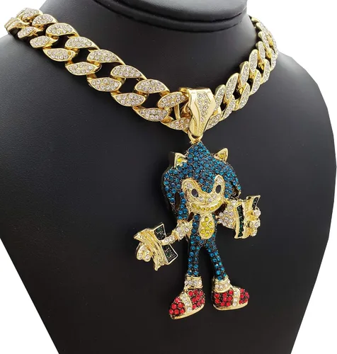 Vista 2 de BLINGFACTORY - Colgante de estilo hip hop con diamante de laboratorio y gargantilla cubana de 18.0 in