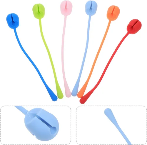 Vista 8 de Kisangel 16pcs Silicone Cord Organizers Cable Ties Reusable Wire Straps for Cable Management Portable Multi-functional Cord Holders for Office Home