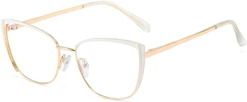 Vista 13 de Gafas de bloqueo de luz azul retro para mujer, marco de metal, gafas de ojo de gato