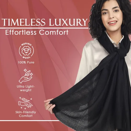 Vista 2 de PASHWRAP Chal de lana merino para mujer, lujoso, cálido y grande, chal de lana pura para vestidos de noche y boda