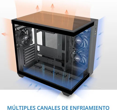 Vista 4 de MUSETEX Caja de PC ATX, 3 x 120mm Ventiladores Preinstalados, Soporte para Radiador de 360MM, Caja de PC para Juegos de Vidrio Templado de Vista