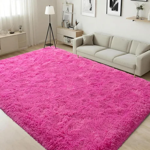Vista 9 de ISEAU Alfombra de pasillo cómoda y esponjosa para dormitorio, de felpa con base de goma antideslizante, para dormitorio de bebé, al lado de la cama