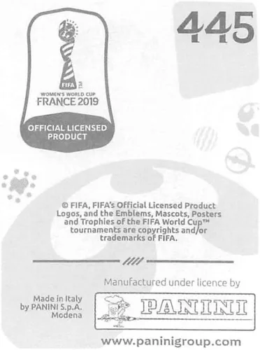 Vista 2 de Panini FIFA - Calcomanías para álbumes de la Copa Mundial Femenina de Francia 2019 (solo adhesivo individual) Fútbol #445 Natalia Campos Chile 2