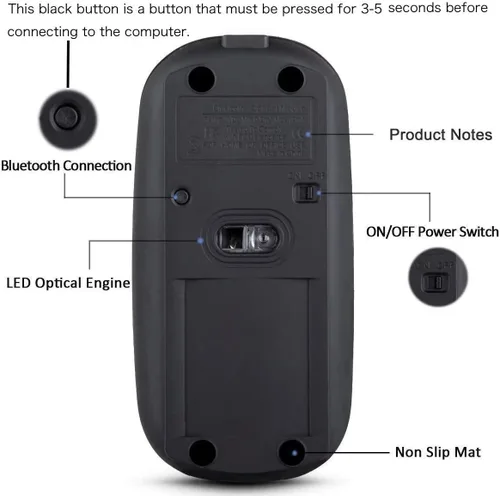 Vista 3 de Mouse Bluetooth para MacBook Pro, MacBook Air, portátil, iMac/iPad, mouse inalámbrico para MacBook Pro, MacBook Air/iMac/portátil/notebook/PC