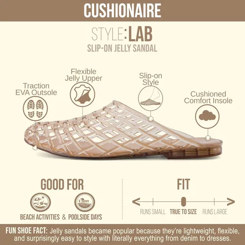 Vista 4 de CUSHIONAIRE Lab Lattice Jelly Flats para mujer, sandalias de punta cerrada Moca
