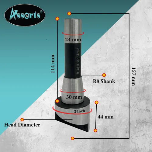 Vista 25 de Cortador de moscas de diámetro de cabeza de 2" pulgadas (1.969 in) para fresado y máquina de torno con broca de inserción de carburo reemplazable