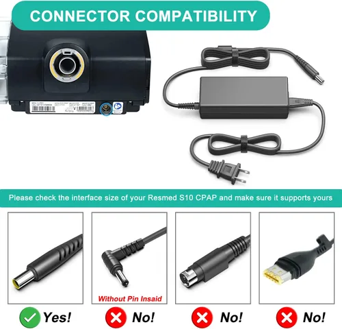 Vista 4 de HKY - Adaptador de alimentación de repuesto ResMed AirSense 10 de 24V CA para máquina CPAP AirStart 10, AirCurve 10, Lumis VPAP BiLevel Series 90W