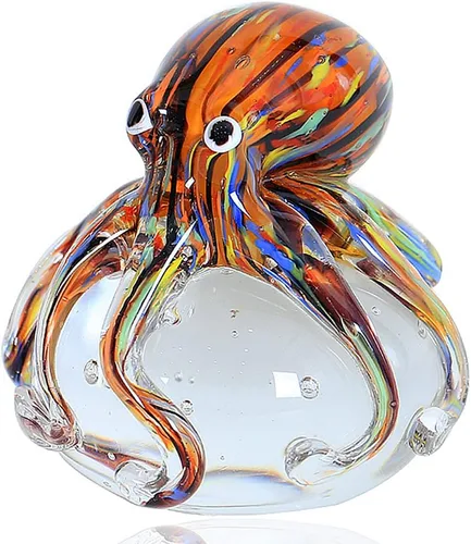 Vista 7 de EUSTUMA Figuras de tortuga marina de vidrio soplado a mano con bebés, adorno de animales marinos para decoración del hogar,Colección de animales