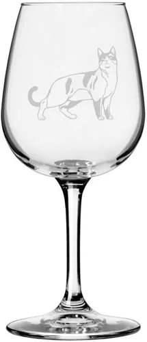 Vista 185 de Copa de vino de 12.75 onzas con temática de gato abisinio grabada para todo uso