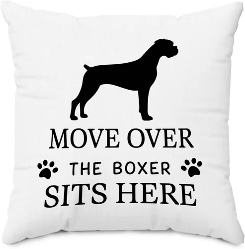 Vista 15 de Black and White Funny Boxer Dog Throw Pillow Cover 18x18 Inch Better-boxer