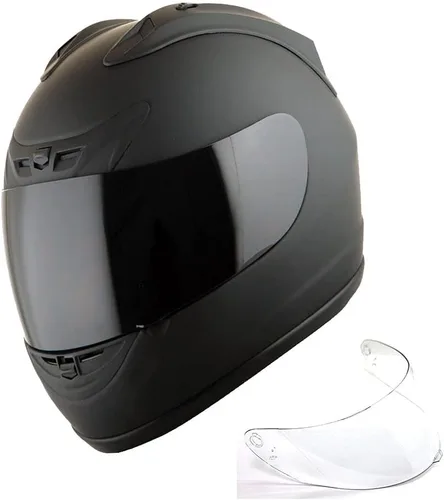 Vista 10 de 1Storm Nuevo Casco de Motocicleta de Cara Completa JH901 Negro Mate + Un Escudo Transparente Adicional: JH901