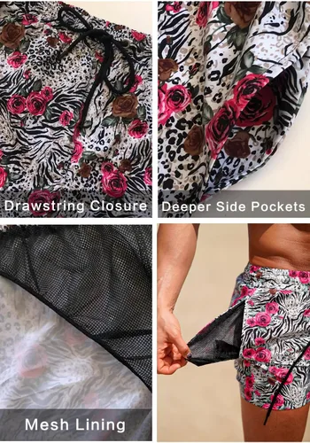 Vista 5 de GINGTTO - Traje de baño para hombre con forro de malla, pantalones cortos de playa