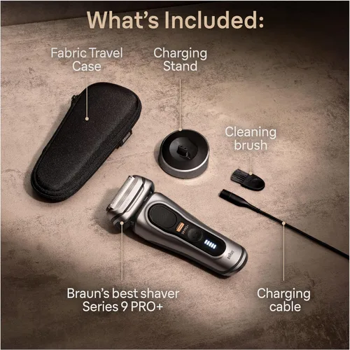 Vista 7 de Braun Series 9 9517s PRO+ Afeitadora eléctrica para hombres, 5 elementos de afeitado Pro y ProTrimmer de precisión para cabello largo, soporte