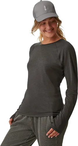 Vista 2 de BASS OUTDOOR Camisa de manga larga de punto activo para mujer Negro jaspeado