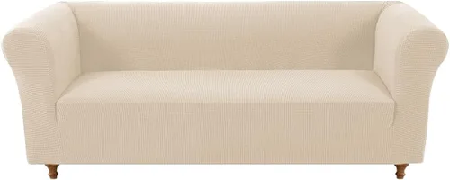 Vista 34 de Funda elástica Chesterfield para sofá, funda de tela jacquard para sofá biplaza de 2 cojines, protector de muebles antideslizante resistente a