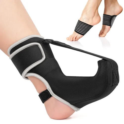Vista 7 de Calcetín de férula nocturna para fascitis plantar mejorado, soporte para fascitis plantar para mujeres y hombres con soporte de arco para tendinitis