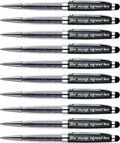 Vista 16 de Ancolo Bolígrafos grabados de lujo con punta de lápiz capacitivo, repuestos de tinta negra de cristal, bolígrafos de calidad, personalizados