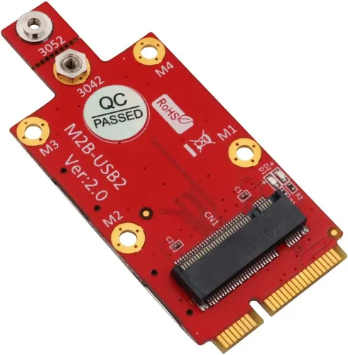 Vista 7 de HLT M.2 (NGFF) Key B a Mini PCI-E Adaptador con ranura para tarjeta Nano SIM dual
