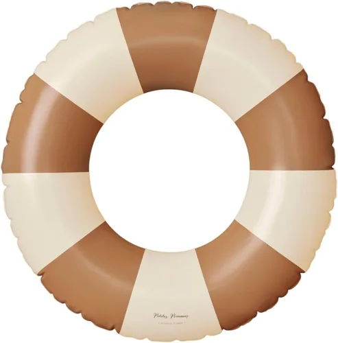 Vista 10 de Petites Pommes Flotador de piscina a rayas para niños y niños pequeños, tubo interior duradero, diseño de rayas clásico impreso a mano, dona