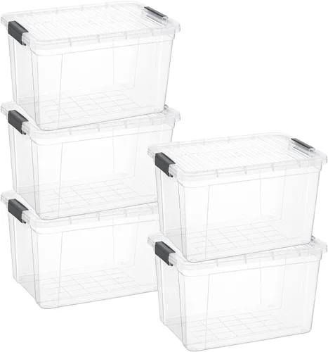 Vista 92 de Superio - Contenedores de almacenamiento de plástico transparente de 1.27 cuartos de galón con tapas, contenedores organizadores apilables, cajas