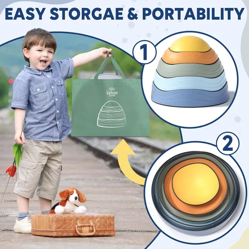 Vista 6 de Lehoo Castle Stepping Stones for Kids, Non-Slip Toddler Stepping Stones, Indoor & Outdoor Sensory Toys for Toddlers 1-3, Balance Board Obstacle