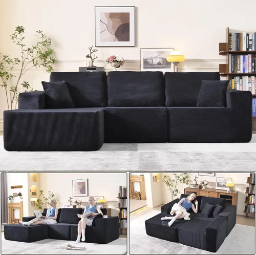 Vista 15 de WHGBJA Sofá cama 3 en 1 para sala de estar/dormitorio, convertible, modular Tumbona sin huesos de 79 pulgadas, sofá biplaza de gran tamaño, sofá