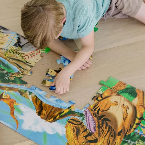 Vista 5 de Melissa & Doug Land of Dinosaurs - Rompecabezas, diseño de dinosaurios, (48 piezas, 4 pies de largo)