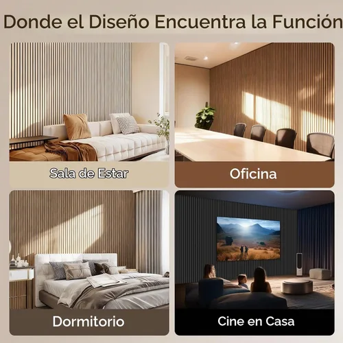 Vista 6 de EVERECO Paquete de 4 paneles de madera de 94.5 x 11 pulgadas para pared, paneles acústicos insonorizados de pared, paneles de pared 3D