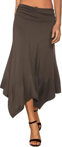 Vista 35 de DJT Falda midi con dobladillo tipo pañuelo fluido para mujer Negro