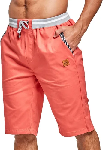 Vista 16 de JustSun Pantalones cortos para hombre, estilo casual, de algodón, con cintura elástica y bolsillos Negro