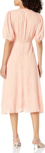 Vista 2 de Calvin Klein Vestido sin mangas para mujer con volantes plisados laterales