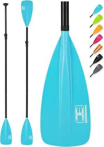 Vista 13 de OCEANBROAD SUP Paddle - Remo ajustable para kayak de paddleboard, eje de aleación de aluminio ajustable con cuchillas de nailon reforzado