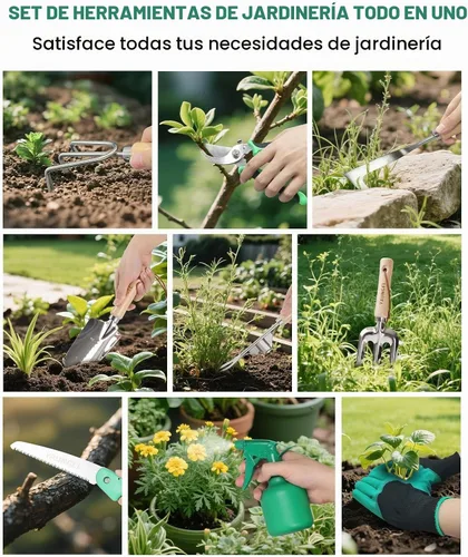 Vista 5 de Juego de herramientas de jardín para mujeres - Kit de 10 piezas de herramientas de jardín de acero inoxidable resistente con mango ergonómico