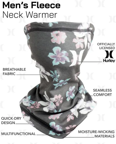 Vista 2 de Hurley Polaina para el cuello para hombre, mascarilla de forro polar multiusos que absorbe la humedad