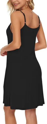 Vista 4 de WNEEDU - Vestido de verano para mujer diseño informal con tirantes delgados escote en V botones y bolsillos para cubrir el traje de baño en la playa