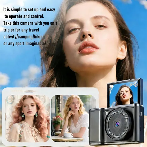 Vista 3 de PUSOKEI 4K Digital Camera for Photography, 48MP Vlogging Camera with 3" 180 Flip Screen, 18X Digital Zoom, Auto Focus, Anti Shake, Filter, Compact