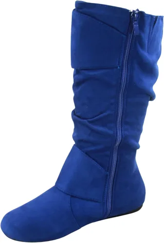 Vista 3 de FZ-Fits Botas de mujer con hebilla lateral, cierre de cremallera, puntera redonda, planas, con tacón bajo, de media pantorrilla