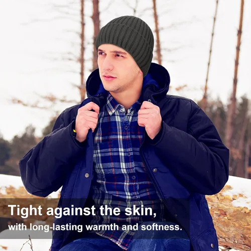 Vista 5 de Chalier Gorros de invierno para hombre, gorro de punto holgado, cálido y holgado
