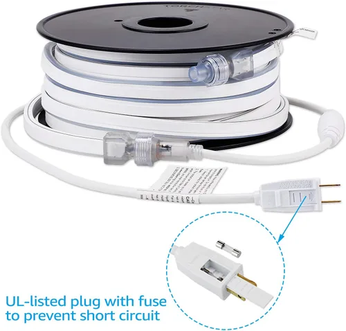 Vista 4 de TORCHSTAR Cuerda de luces LED de neón de alta calidad de 50 pies, decoración flexible de festivales, impermeable IP67 para exteriores, enchufe UL