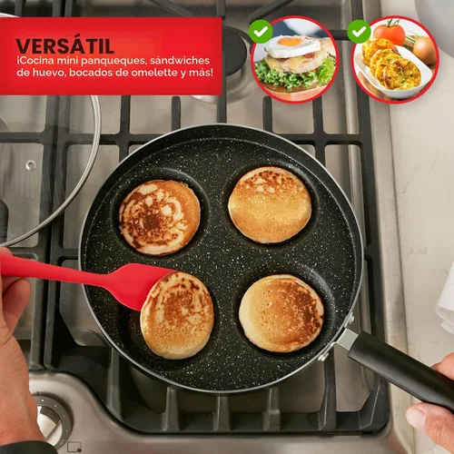 Vista 7 de Modern Innovations Sartén antiadherente de 4 tazas con tapa, sartén para huevos fritos, sartén para tortillas, mini sartén para panqueques