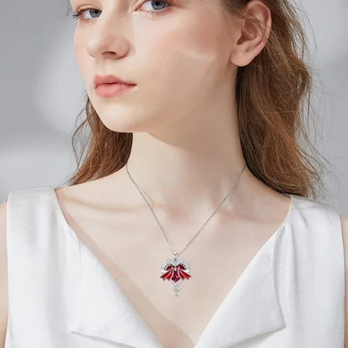 Vista 5 de Collar de dragón de plata de ley 925, collar de cristal de dragón para mujer, regalo de joyería de dragón para mujer