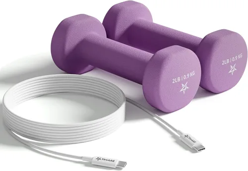 Vista 17 de Yes4All Neoprene Dumbbells, Pairs and Sets with Rack for Home Workouts A. Púrpura
