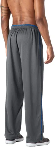 Vista 4 de EKLENTSON Pantalones de malla para hombre con cintura elástica con cordón y parte inferior abierta, Gris/ Azul