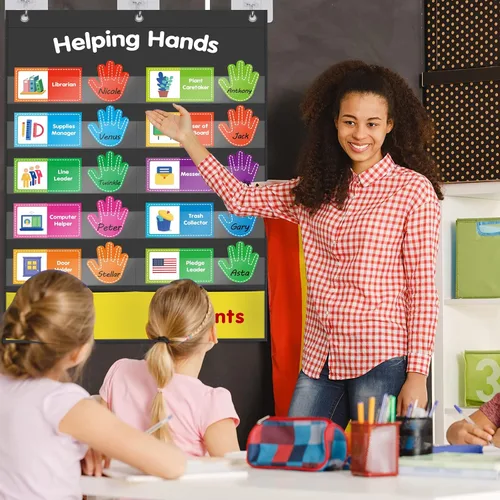 Vista 2 de ABCxGOOD Tabla de Bolsillo Manos que Ayudan, Tabla de Trabajos y Gestión para el Aula, Suministros Esenciales para el Aula Preescolar, Ideal